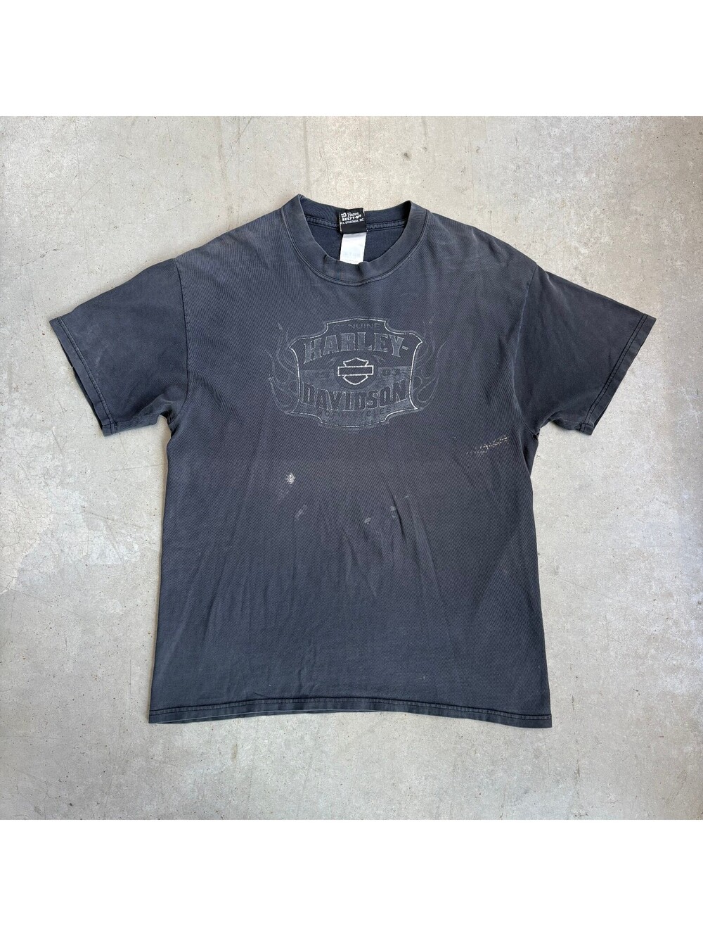 Vintage 2000s Harley Davidson City Limits Faded & Thrashed T-Shirt Large Black